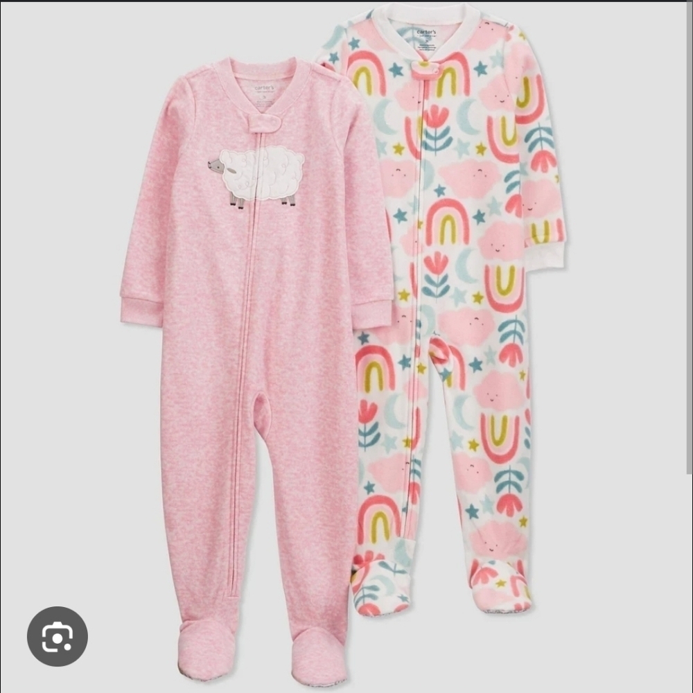 NWT Carter's Toddler Girl 2 Pc Rainbow & Sheep Footed Blanket Sleeper Set ~sz 3T